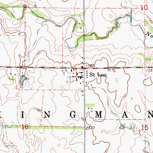Topographic Map of Saint Leo School, KS