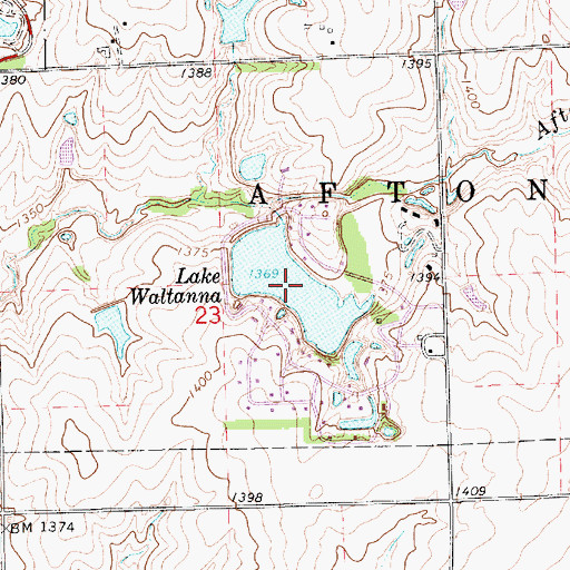 Topographic Map of Lake Waltanna, KS