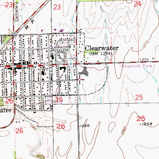 Topographic Map of Clearwater Middle School, KS