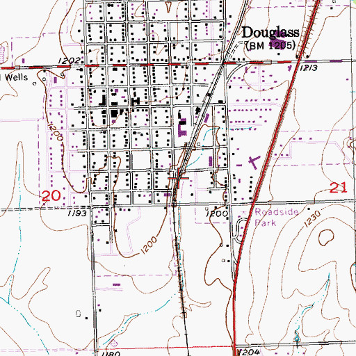 Topographic Map of Douglas Elementary School (historical), KS