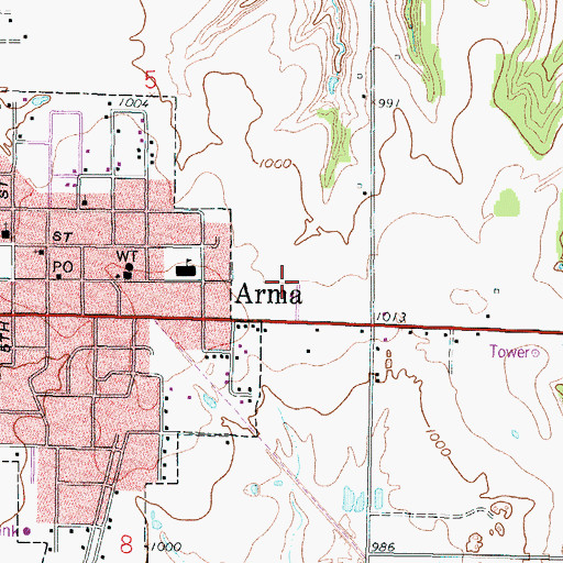Topographic Map of Northeast High School, KS
