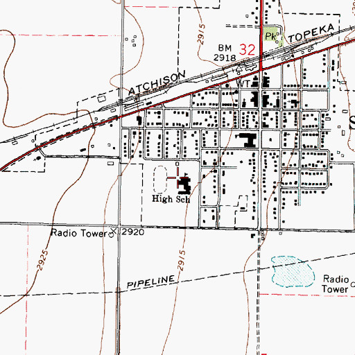 Topographic Map of Sublette High School, KS