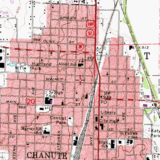 Topographic Map of Alcott Elementary School, KS