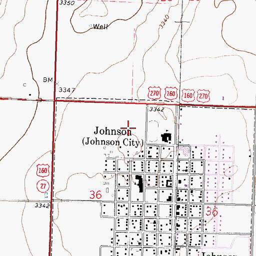 Topographic Map of Stanton County Junior / Senior High School, KS