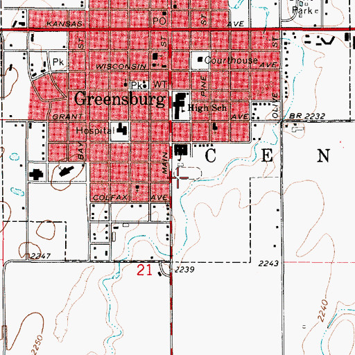 Topographic Map of Kiowa County Elementary / Junior High School, KS