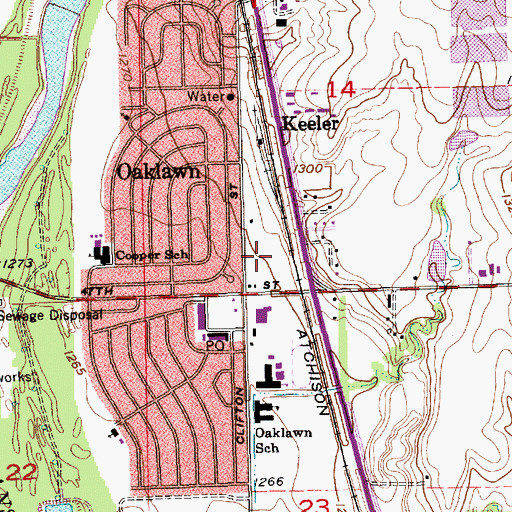 Topographic Map of Carlton Grade School, KS