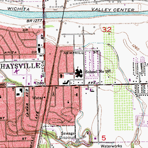Topographic Map of Nelson Elementary School, KS