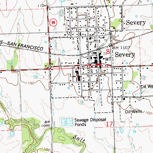 Topographic Map of Severy Elementary School, KS