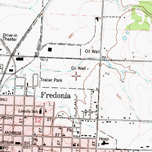 Topographic Map of Ben S Paulen Elementary School, KS