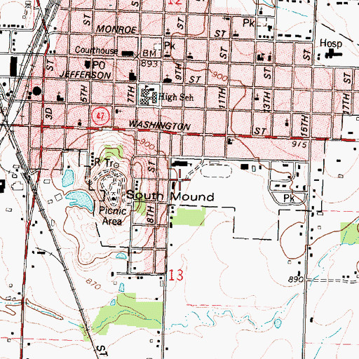 Topographic Map of Fredonia High School, KS