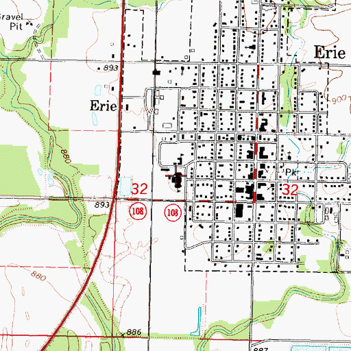 Topographic Map of Erie Elementary School, KS