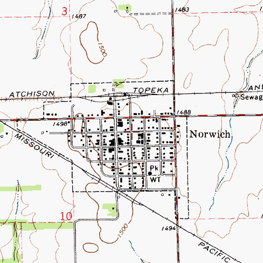 Topographic Map of Norwich High School, KS