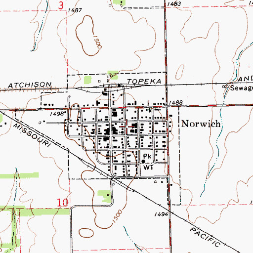 Topographic Map of Norwich Elementary School, KS