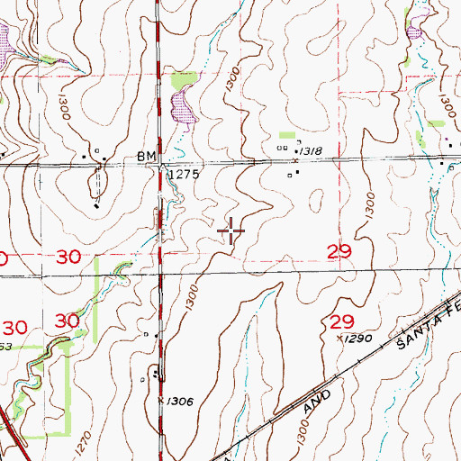 Topographic Map of Mulvane High School, KS