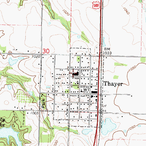 Topographic Map of Thayer High School (historical), KS