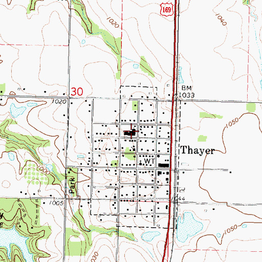 Topographic Map of Thayer Elementary School (historical), KS