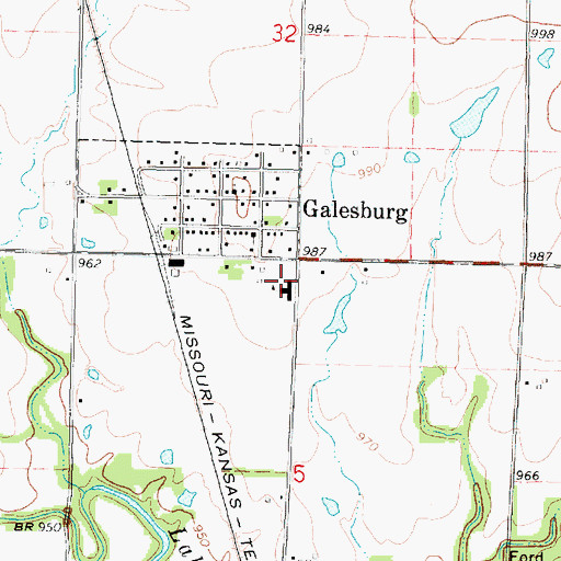 Topographic Map of Galesburg Middle School, KS