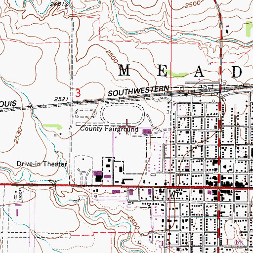 Topographic Map of Meade County Fairgrounds, KS