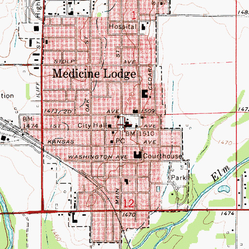 Topographic Map of Medicine Lodge Middle School, KS