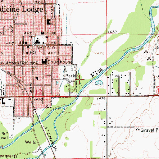 Topographic Map of Memorial Peace Park, KS