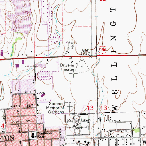Topographic Map of Wellington High School, KS