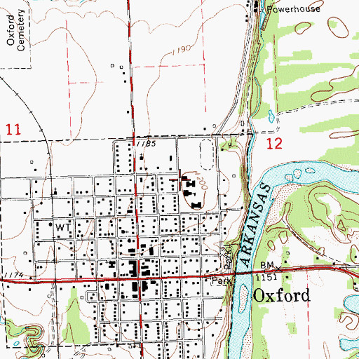 Topographic Map of Oxford Junior / Senior High School, KS