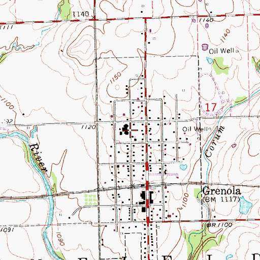 Topographic Map of Central Grade School, KS