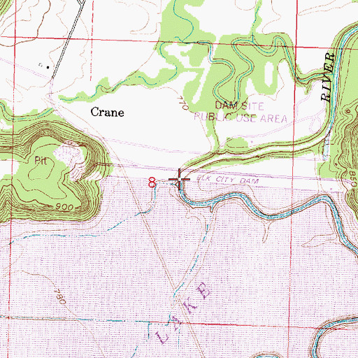 Topographic Map of Elk City Dam, KS