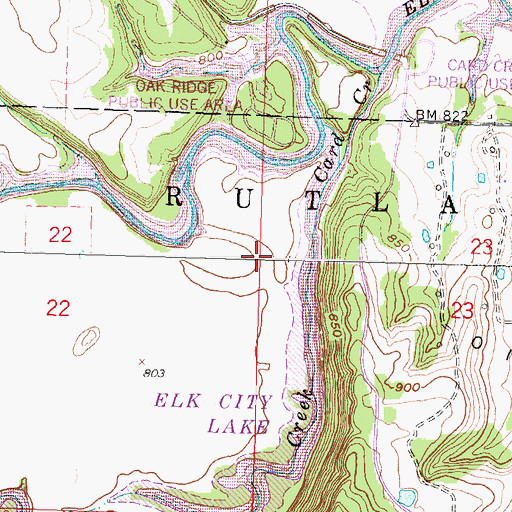 Topographic Map of Oak Ridge Public Use Area, KS