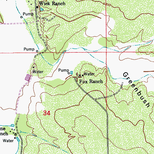 Topographic Map of Fox Ranch, AZ