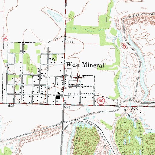 Topographic Map of West Mineral Elementary School (historical), KS
