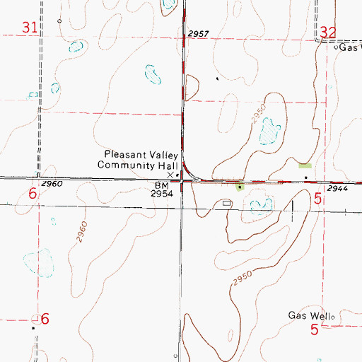 Topographic Map of Pleasant Valley, KS