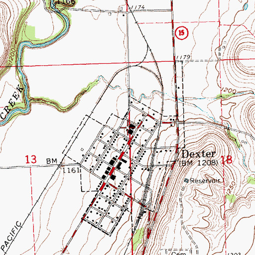 Topographic Map of Dexter Elementary School, KS