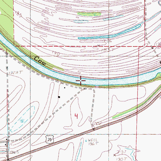 Topographic Map of Cow Bayou, AR