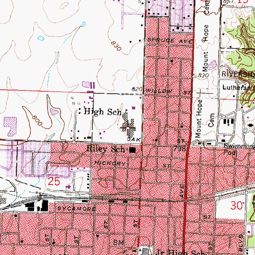 Topographic Map of Independence High School, KS