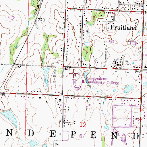 Topographic Map of Independence Community College, KS