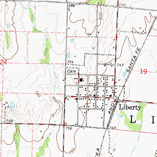 Topographic Map of Clymore Elementary School, KS
