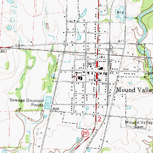 Topographic Map of Mound Valley Elementary School, KS