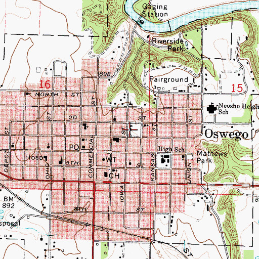 Topographic Map of Eastside Elementary School (historical), KS