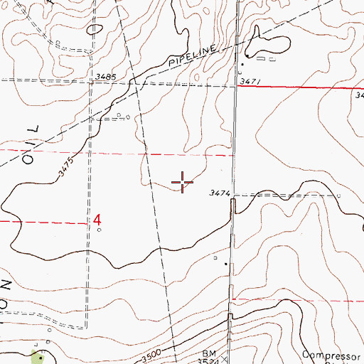Topographic Map of Pasture Number Fortythree, KS