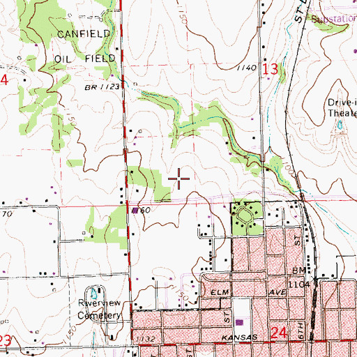 Topographic Map of Arkansas City High School, KS
