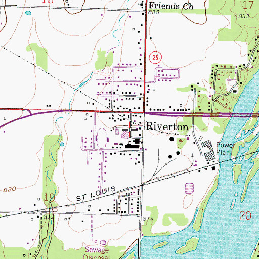 Topographic Map of Riverton High School, KS