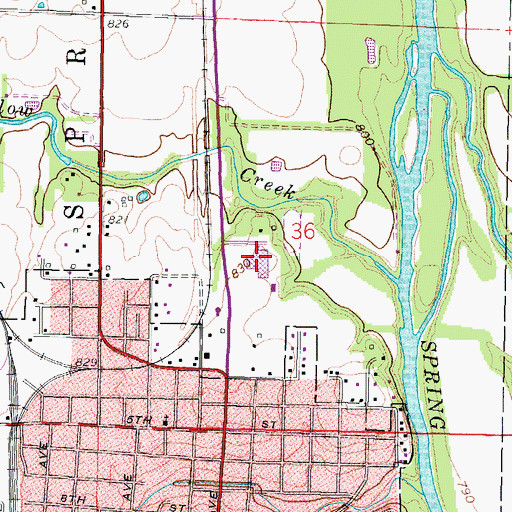 Topographic Map of Baxter Springs High School, KS