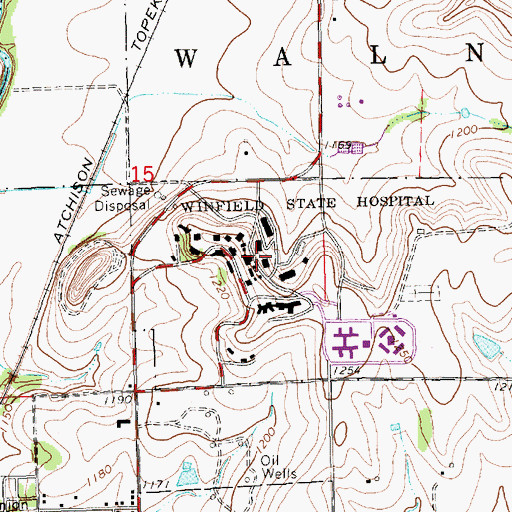 Topographic Map of Cedarview School, KS