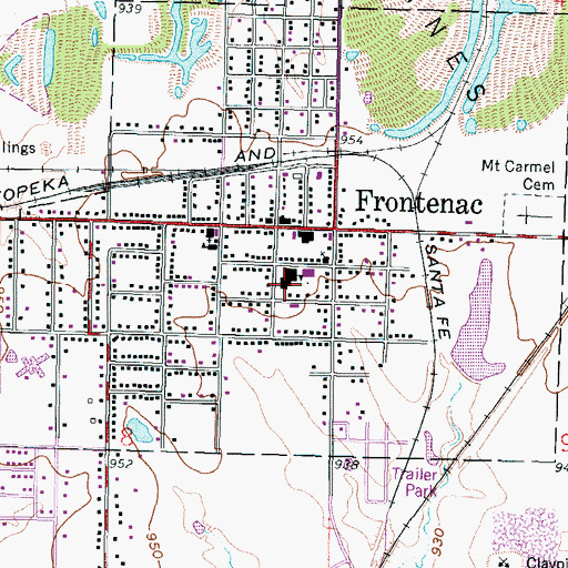 Topographic Map of Frontenac High School, KS