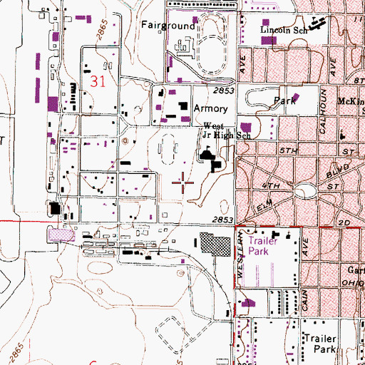 Topographic Map of Liberal High School, KS