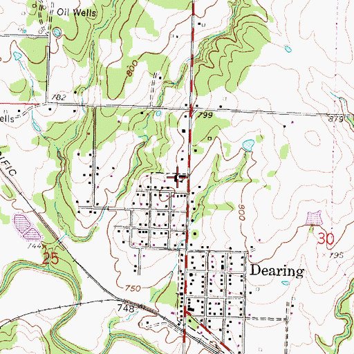Topographic Map of Dearing Elementary School, KS