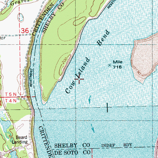 Topographic Map of Cow Island Bend, AR