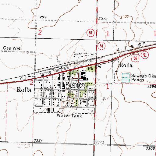 Topographic Map of Rolla Elementary School, KS