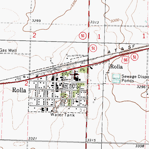Topographic Map of Rolla Junior High / High School, KS